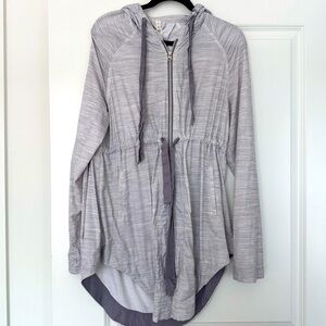 Lululemon (8) Vitality Grey Zip Up Longline Athletic Jacket w Cinch Waist Light
